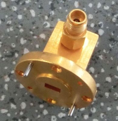 1.5 VSWR 50GHz WR22 Waveguide To Coaxial Adapter - Right Angle